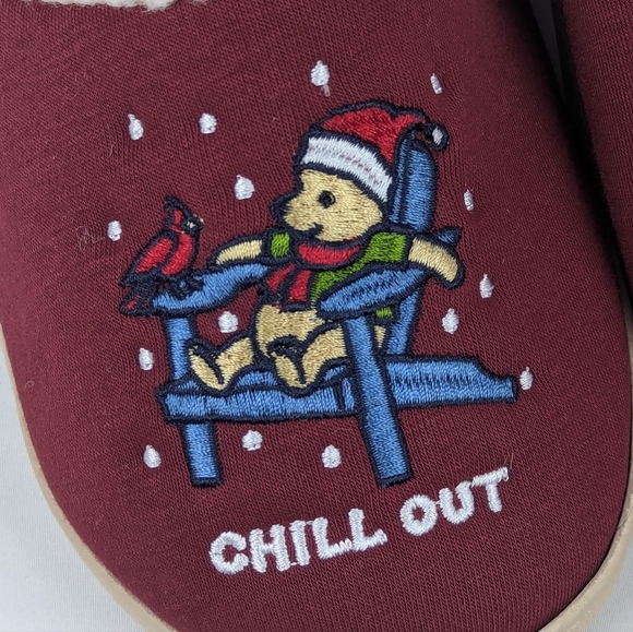 Life Is Good Slippers Winter Snow Bear Cardinal Embroidered Red M (7-8) NWT - Picture 2 of 13